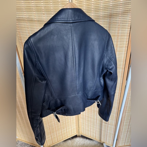J.Crew Collection Leather Moto Jacket - Navy Blue. Never worn! - Picture 3 of 8